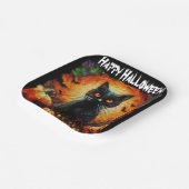 Happy Halloween Zwarte Kat Vleermuizen Pompoenen Papieren Bordje (Gebogen)