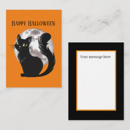 Happy Halloween zwarte kat voeg bericht toe Notitiekaartje