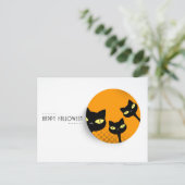 Happy Halloween: zwarte katten Briefkaart (Staand voorkant)