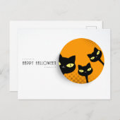 Happy Halloween: zwarte katten Briefkaart (Voorkant / Achterkant)