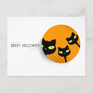 Happy Halloween: zwarte katten Briefkaart