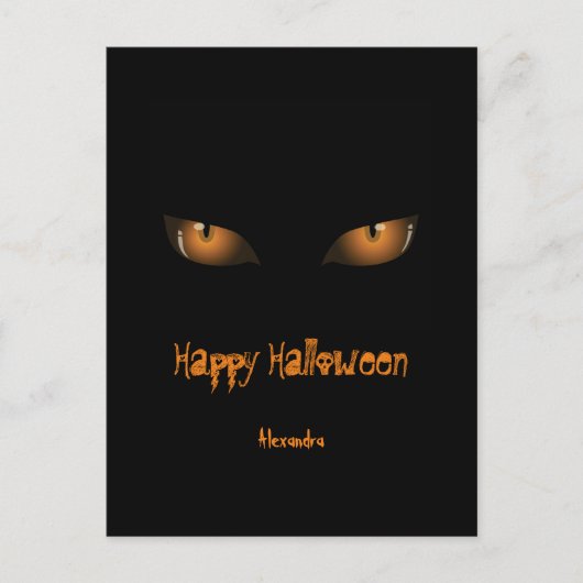 Happy Halloween | Zwarte Oranje kat Feestdagenkaart (Voorkant)