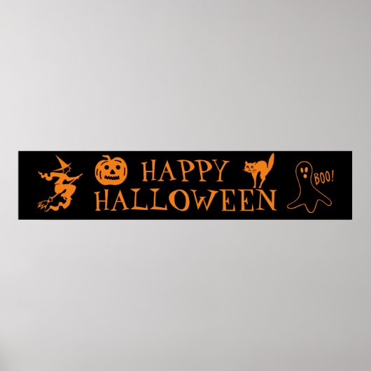 Happy Halloween zwarte sinaasappel spooky Poster (Voorkant)