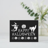 Happy Halloween zwarte spooky Briefkaart (Staand voorkant)
