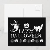 Happy Halloween zwarte spooky Briefkaart (Voorkant / Achterkant)