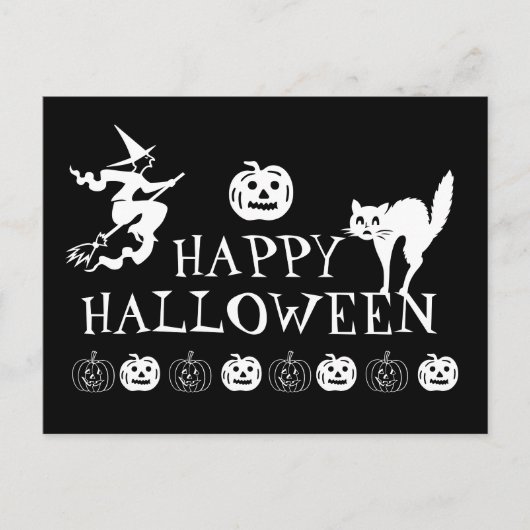 Happy Halloween zwarte spooky Briefkaart (Voorkant)