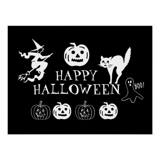Happy Halloween zwarte spooky Perfect Poster (Voorkant)