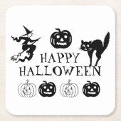 Happy Halloween zwarte witte spooky decor Kartonnen Onderzetters (Voorkant)
