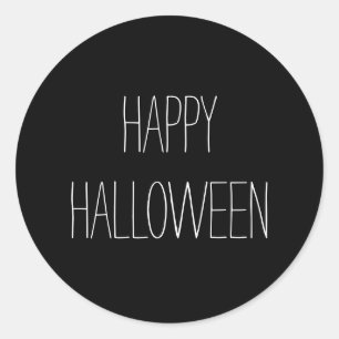 Happy Halloween zwarte witte spooky handgeschreven Ronde Sticker