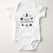 Happy Halloween zwarte witte spooky kostuum Romper (Voorkant)