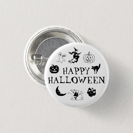 Happy Halloween zwarte witte spooky kostuum Ronde Button 3,2 Cm (Voorkant /achterkant)