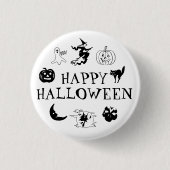 Happy Halloween zwarte witte spooky kostuum Ronde Button 3,2 Cm (Voorkant)