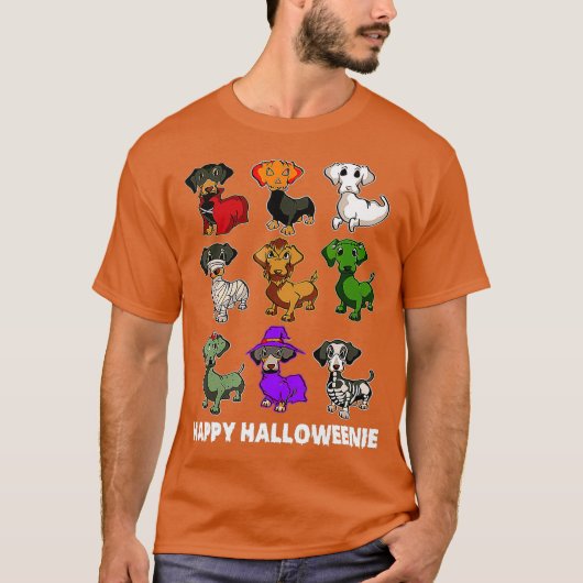 Happy Halloweenie Dachshund  Dachshund Halloween T-shirt (Voorkant)