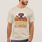 Happy Halloweenie teckel hond pompoen patch T-shirt (Voorkant)