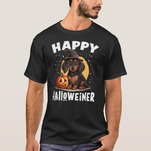 Happy Halloweiner Funny Halloween Costume Dachshun T-shirt (Voorkant)