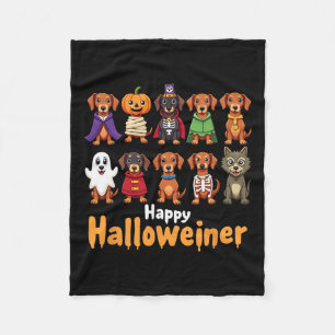 Happy Halloweiner Funny Halloween Hondenliefhebber Fleece Deken