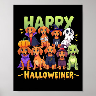 Happy Halloweiner Hondenbezitters Funny Halloween  Poster