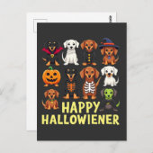 Happy Hallowiener Spooky Halloween Dog Weiner Briefkaart (Voorkant / Achterkant)