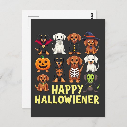 Happy Hallowiener Spooky Halloween Dog Weiner Briefkaart (Voorkant / Achterkant)