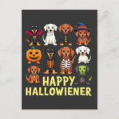 Happy Hallowiener Spooky Halloween Dog Weiner Briefkaart (Voorkant)