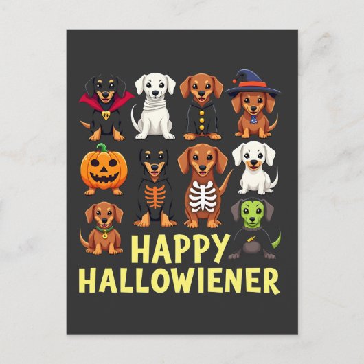 Happy Hallowiener Spooky Halloween Dog Weiner Briefkaart (Voorkant)