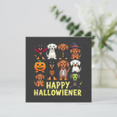 Happy Hallowiener Spooky Halloween Dog Weiner Kaart (Staand voorkant)