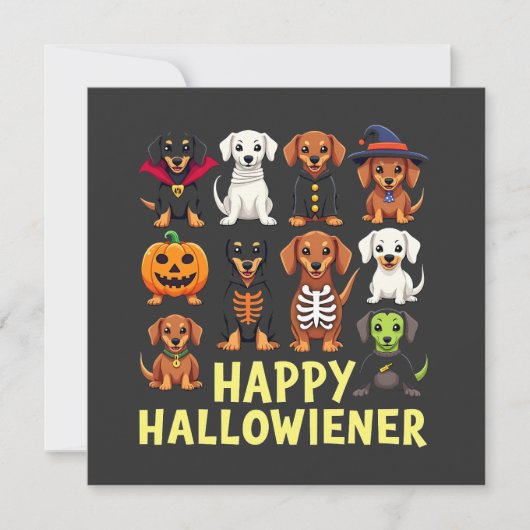 Happy Hallowiener Spooky Halloween Dog Weiner Kaart (Voorkant)