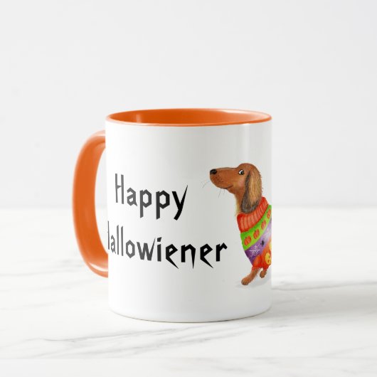 Happy Hallowiener teckel Halloween mok (Voorkant links)