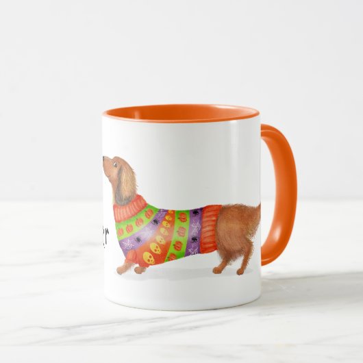 Happy Hallowiener teckel Halloween mok (Voorkant rechts)