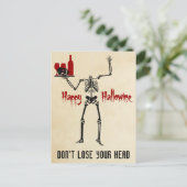 Happy Hallowine Headless Skeleton Briefkaart (Staand voorkant)