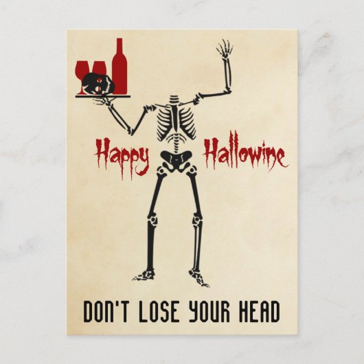 Happy Hallowine Headless Skeleton Briefkaart (Voorkant)