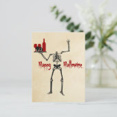 Happy Hallowine Headless Skeleton Briefkaart (Staand voorkant)