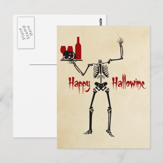 Happy Hallowine Headless Skeleton Briefkaart (Voorkant / Achterkant)