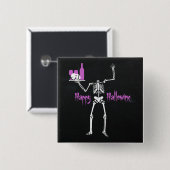 Happy Hallowine Headless Skeleton Vierkante Button 5,1 Cm (Voorkant /achterkant)