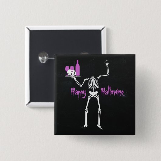 Happy Hallowine Headless Skeleton Vierkante Button 5,1 Cm (Voorkant /achterkant)