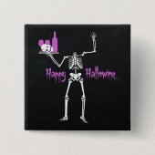Happy Hallowine Headless Skeleton Vierkante Button 5,1 Cm (Voorkant)