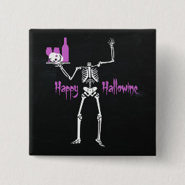 Happy Hallowine Headless Skeleton Vierkante Button 5,1 Cm