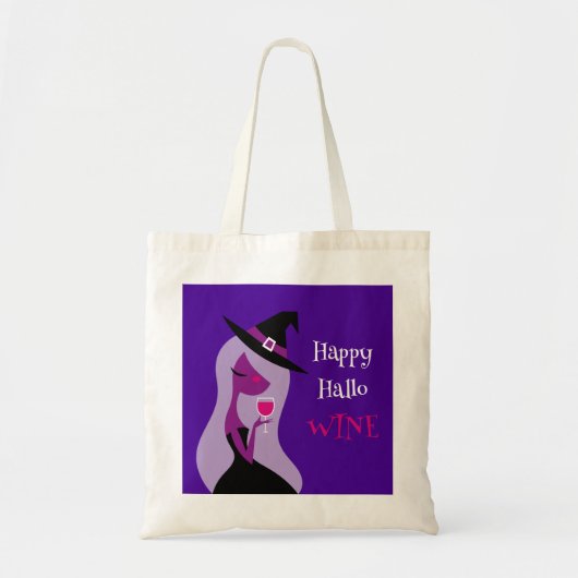 Happy Hallowine Leuke Heks Wijn Paarse Roze Tote Bag (Voorkant)