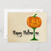 Happy Hallowine Pumpkin Wine Glass Halloween Briefkaart (Voorkant / Achterkant)