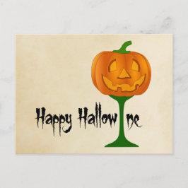 Happy Hallowine Pumpkin Wine Glass Halloween Briefkaart