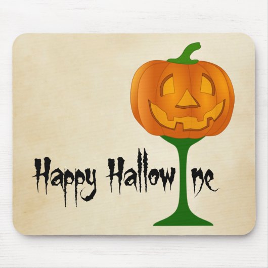 Happy Hallowine Pumpkin Wine Glass Halloween Muismat (Voorkant)