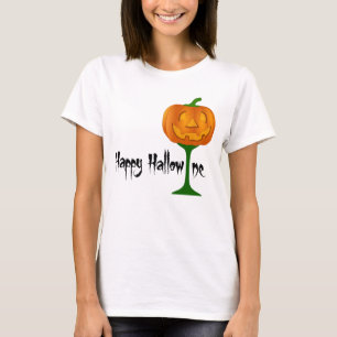 Happy Hallowine Pumpkin Wine Glass Halloween T-shirt