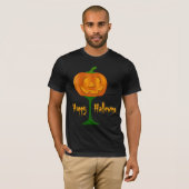 Happy Hallowine Pumpkin Wine Glass Halloween T-shirt (Voorkant volledig)