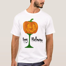 Happy Hallowine Pumpkin Wine Glass Halloween T-shirt