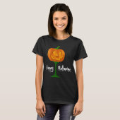 Happy Hallowine Pumpkin Wine Glass Halloween T-shirt (Voorkant volledig)