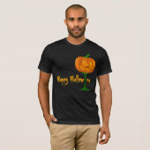 Happy Hallowine Pumpkin Wine Glass Halloween T-shirt (Voorkant volledig)