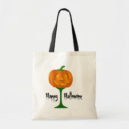Happy Hallowine Pumpkin Wine Glass Halloween Tote Bag