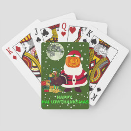 "HAPPY HALLOWTHANKSMAS" cadeau voor een leuk feest Pokerkaarten