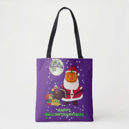 "HAPPY HALLOWTHANKSMAS" cadeau voor een leuk feest Tote Bag