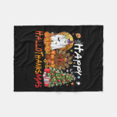 Happy Hallowthanksmas Fall Christmas Halloween Fam Fleece Deken (Voorkant (Horizontaal))